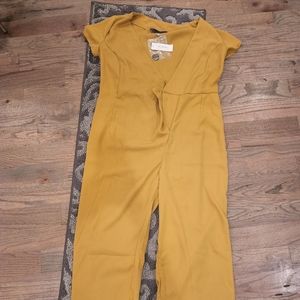 Francesca's mustard/darker yellow capri length romper NWT